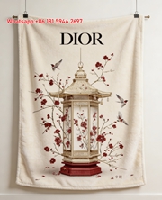 Dior Chinese Lantern Flannel Sofa Throw Blanket for Wall Hanging Decor D202